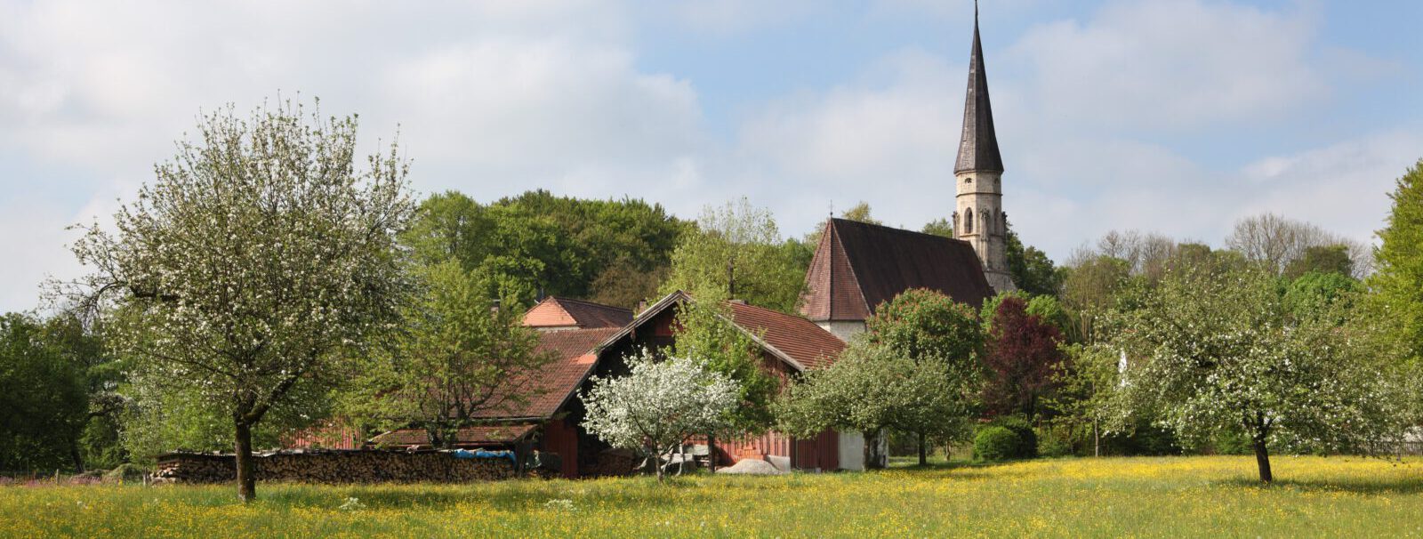 Streuobstwiese mit Heilig Geist Kirche im Hintergrund © Burghauser Touristik GmbH