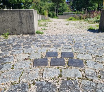 Stolpersteine im botanischen Garten erinnern an die Familie Galitzenstein © Stadt Burghausen/ebh