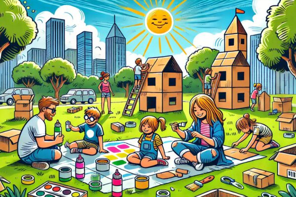 Pappstadt bauen - Illustration Pappstadt bauen - Illustration