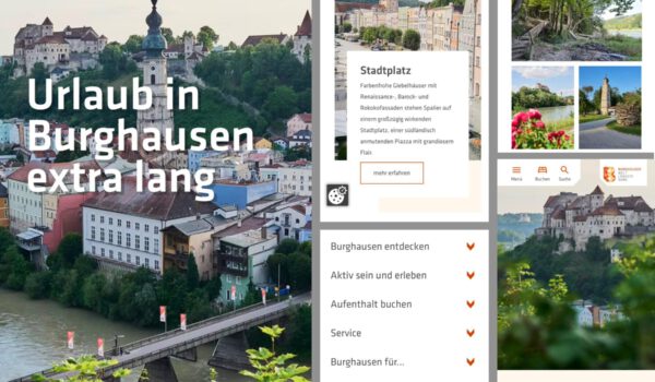 Bildunterschrift: Collage der neuen Website der Burghauser Touristik Collage: Burghauser Touristik