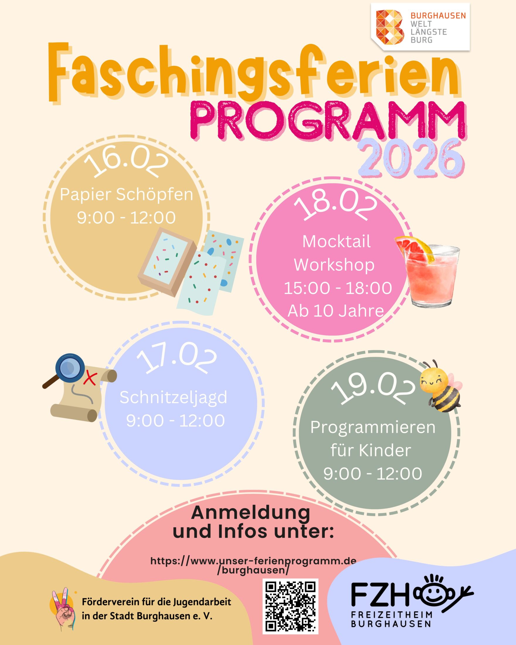 Anmeldung und weitere Informationen sind online unter: www.unser-ferienprogramm.de/burghausen/