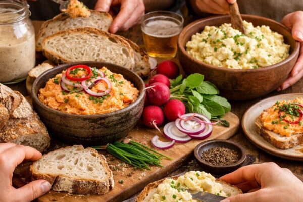 Freundliches Brotzeit mit Sourdough und Käse Freundliches Brotzeit mit Sourdough und Käse