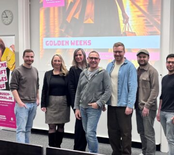 Vorstandschaft des Werbering Burghausen bei der Jahreshauptversammlung 2026: v l n r  : Schatzmeister Simon Geith, Geschäftsführerin Simone Mayer, 1  Vorsitzende Petra Forstpointner, 2  Vorsitzender Christian Baumgartner, Johannes Mayer, Michael Lichtenegger, Wenzel Breu