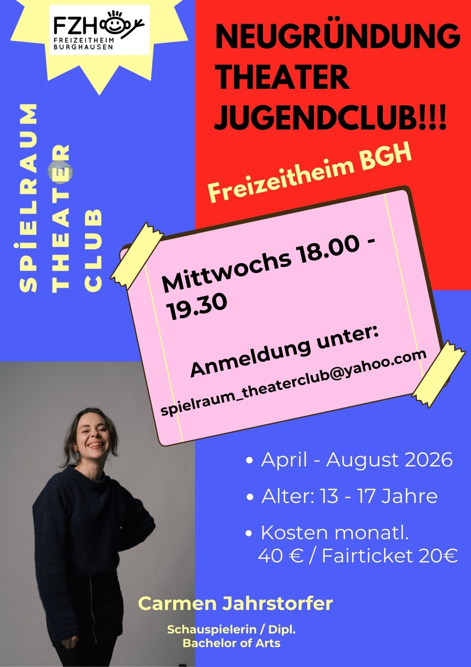 Neugründung eines Theater Jugendclubs im Freizeitheim Burghausen