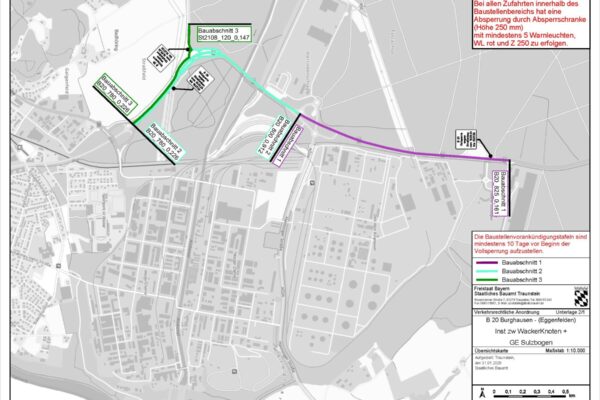 2026-01-31_B20 Inst zw WackerKnoten + GE Sulzbogen_Umleitungsplanung_Optimized (002)_Seite_02 Die Sanierungsarbeiten auf der B20 zwischen Burghausen und Haiming starten - der erste Abschnitt ist hier lila markiert.