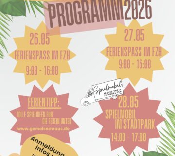 Das aktuelle Pfingstferienprogramm des Freizeitheims Burghausen
