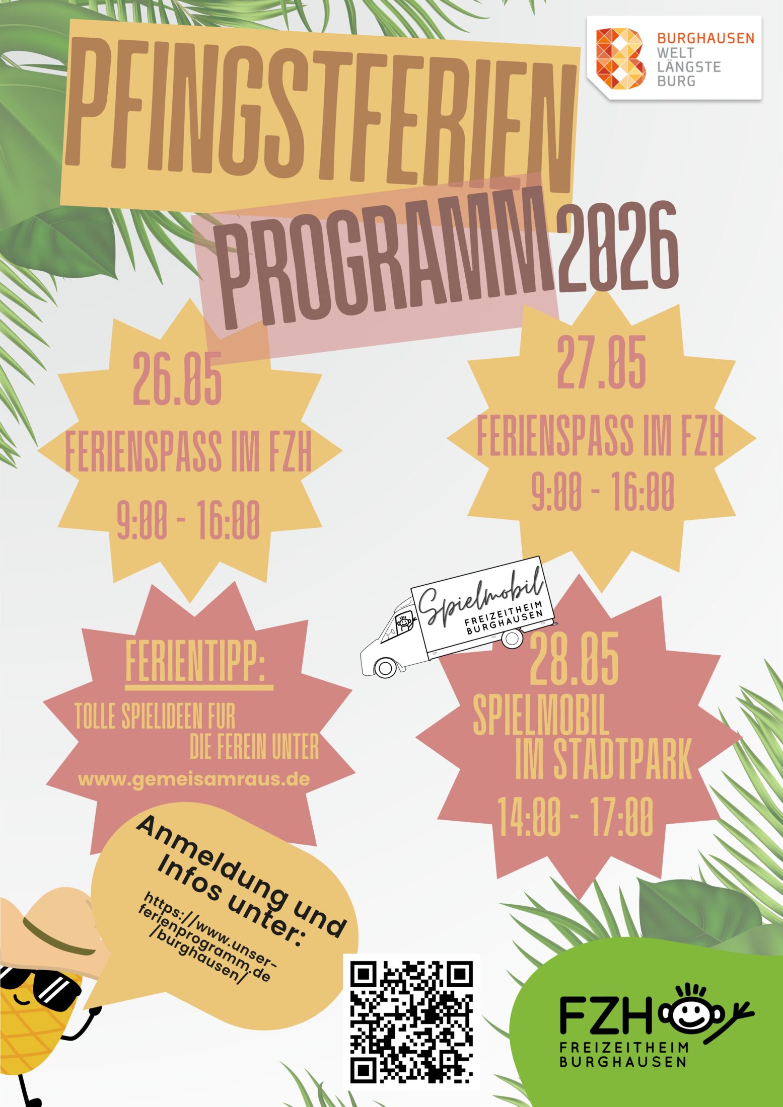 Das aktuelle Pfingstferienprogramm des Freizeitheims Burghausen
