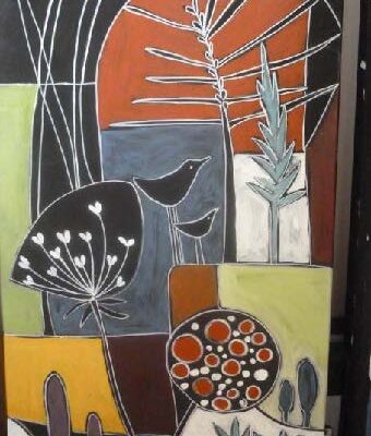 2026_09_04_Rathausgalerie_Dagmar_Sorgner_Thiel_3 Die Natur steht bei Dagmar Sorgner-Thiel im Mittelpunkt - neben Acryl und Papier verwendet die Künstlerin auch Naturmaterialien. Fotocredit: Stadt Burghausen