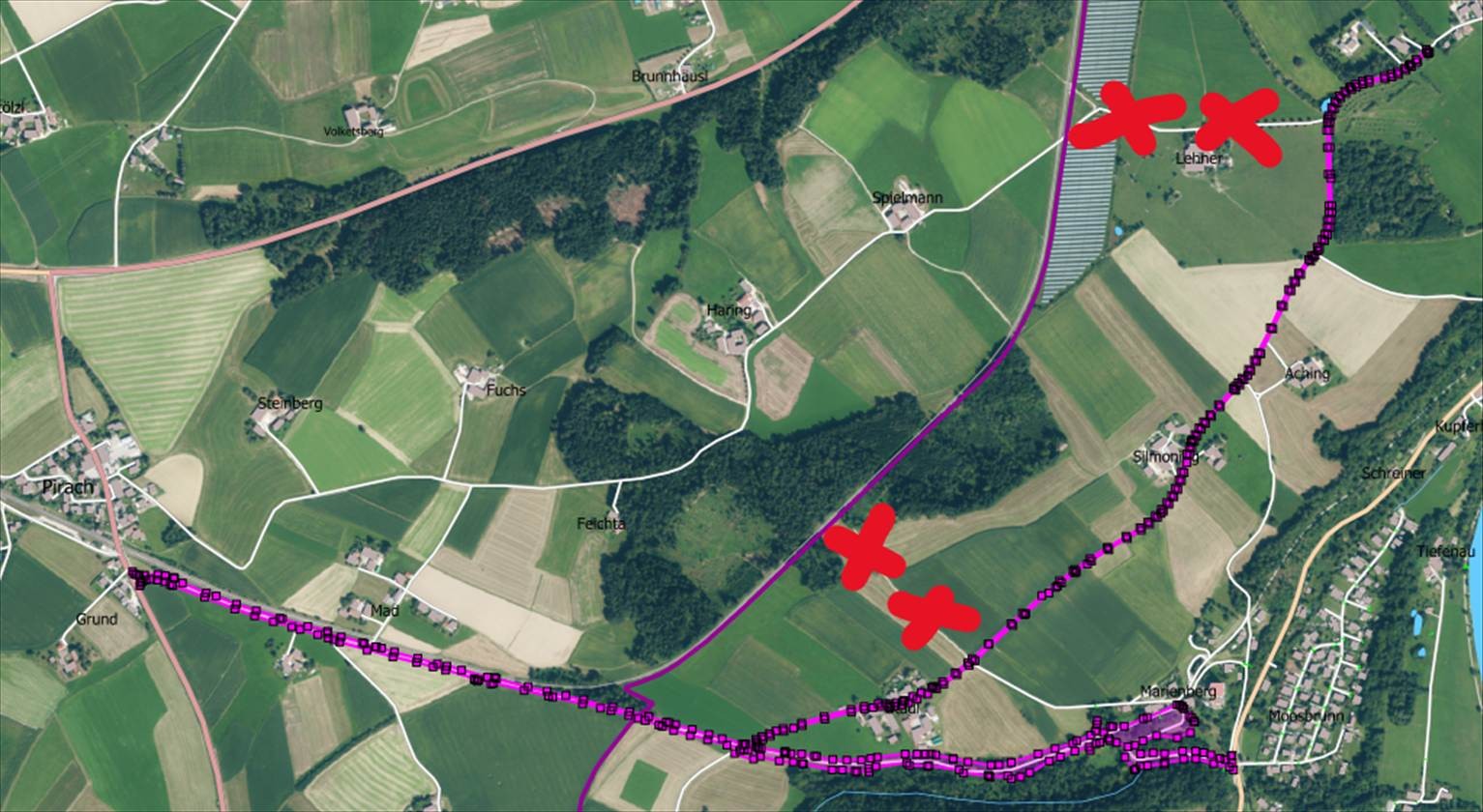 Aufgrund der Sanierung der Bahnübergange Lehner und Mühlweg muss die Gemeindestraße zwischen der Berghamer Straße und Lehner sowie der Mühlweg von Montag, 21 September, bis voraussichtlich Donnerstag, 05 November 2026, vollständig für den Verkehr gesperrt werden